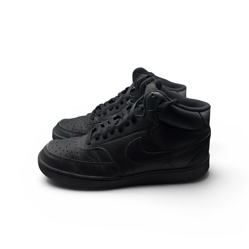 Nike Men's Court Vision Mid Triple Black Sneakers Speckled Sole Size 8 -1755